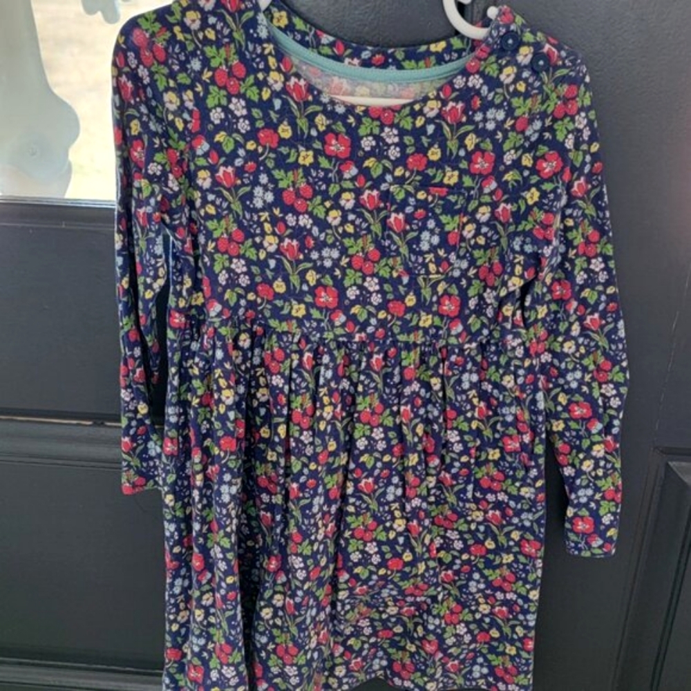 Mini Boden Floral Kids Dress - Blue and Red